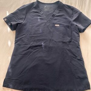 Figs Dark Blue Short Sleeve Scrub Top